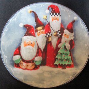 Vintage 1997 Elaine Thompson Christmas Four (4) Santa Ho Ho Ho Serving Platter